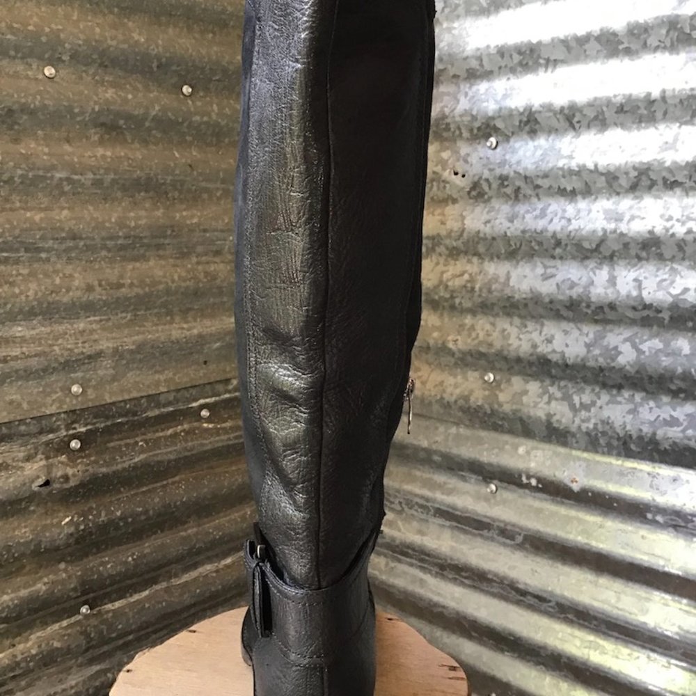 Joan & David Black Mid-calf texture leather boots - Picture 4 of 9
